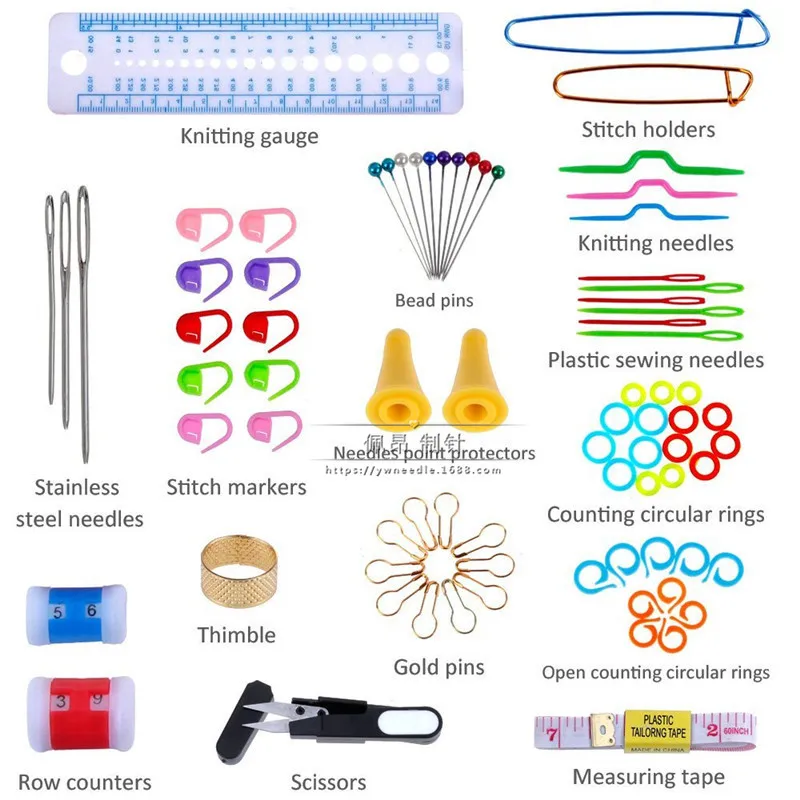 Набор крючков для вязания 100 шт. металлические крючки спицы с аксессуарами