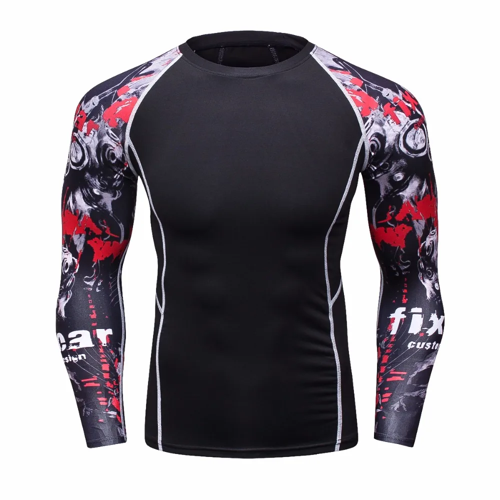 

Mens Compression Shirts Bodybuilding Skin Tight Long Sleeves Jerseys Clothings Exercise Workout Fitness Sportswear