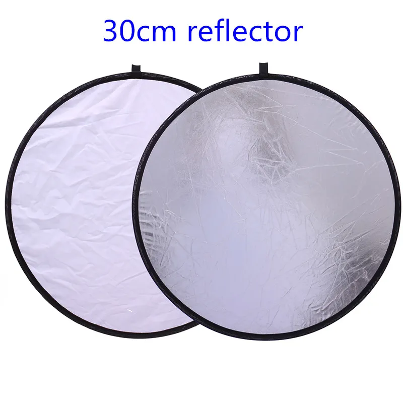30cm 2in1 White and Silver Photo Studio Reflector Handhold Multi Collapsible Portable Disc Light Reflector for Photograph