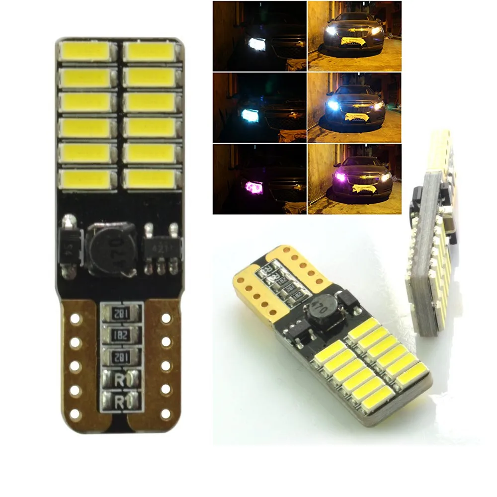

Белый/темно-синий/красный/синий T10 4014 24SMD Canbus без ошибок светодиодный ные лампы для W5W 194 168 2825 автомобильный боковой клиновидный свет автостайлинг автозапчасти