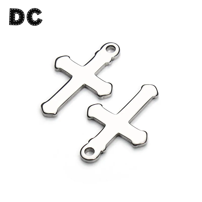 DC 20 шт./лот 12x19 мм из нержавеющей стали плавающий Крест Медальон Подвески