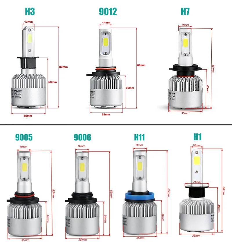 S2 H1 H3 H4 H7H11 9005 9006 9012 Cветодиодные лампы для авто фары led лампа ходовые огни лед диодные лампы для авто автомобиля лампы 72Вт 8000LM 6500 К супер яркий все-в-одном Foglight светодиодный налобный фонарь