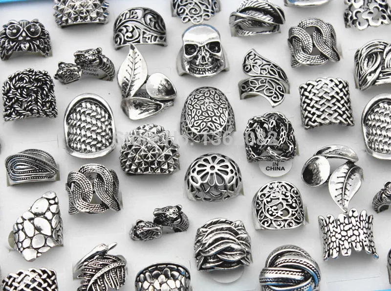 Случайный стиль ~ античное посеребренное кольцо из сплава большой Цыганский