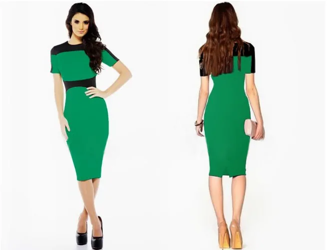 Dropshipping New Womens Pinup Rockabilly Colorblock Bodycon Stretch Shift Wiggle Pencil Knee-Length Dress Plus Size: S-XL | Женская