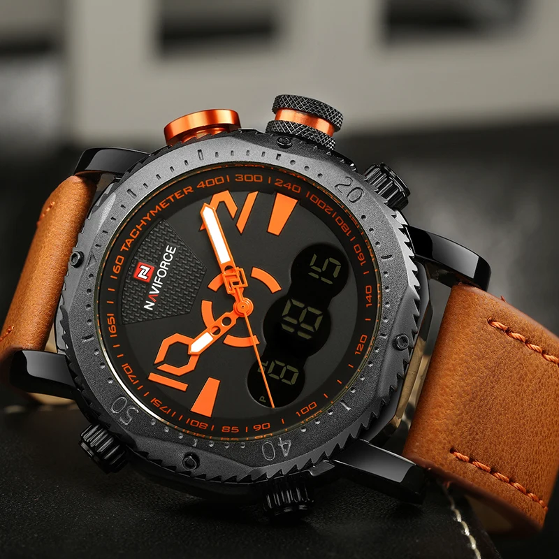 NAVIFORCE Мода Relogio Masculino мужские спортивные часы Мужские Цифровые светодиодный