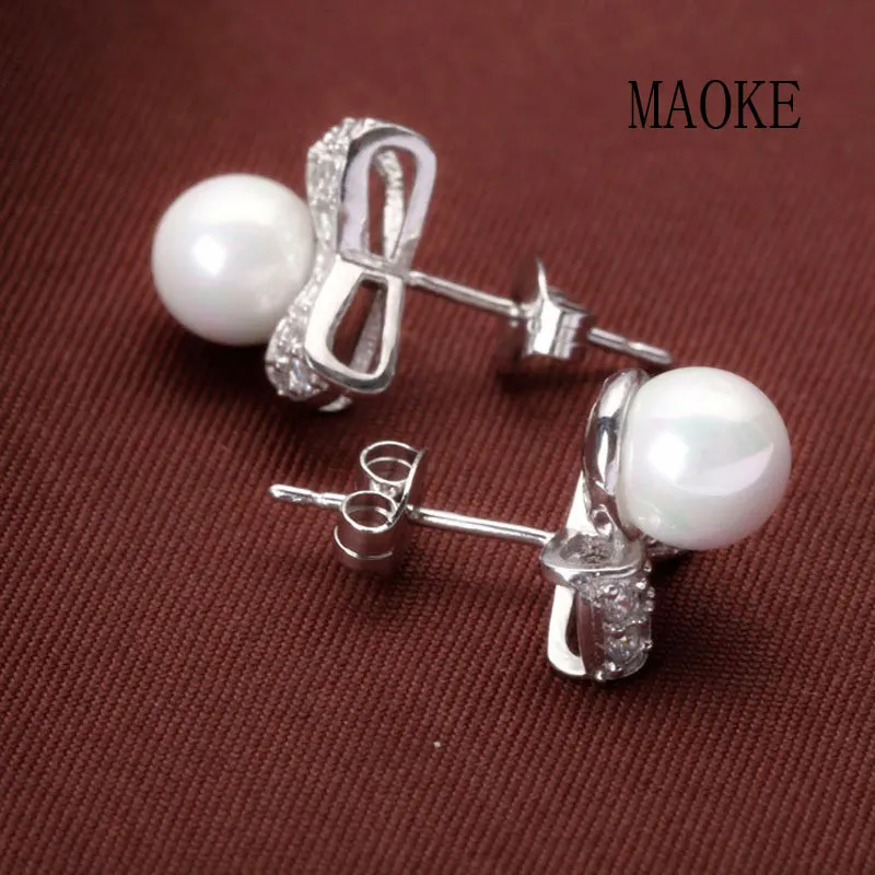 

Promotional S925 Sterling SV Natural Freshwater Pearl Trendy Bow Earrings Fashion Jewelry for Women's Fashion Gifts