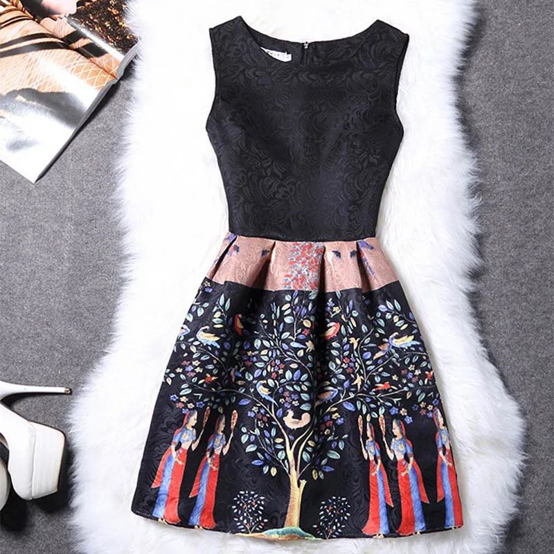 

Fashion Dresses Women Print Floral Vest Dress Sleeveless A-Line Party Fashion Dresses Vestido Summer Casual Dress CGOJ-00131