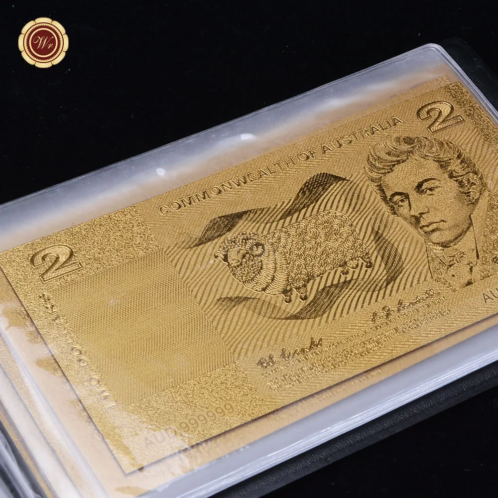 WR Art Crafts AUD Gold альбом для банкнот 24k 999 9 Золотая фольга 1 2 5 10 20 50 100 с сертификатом и