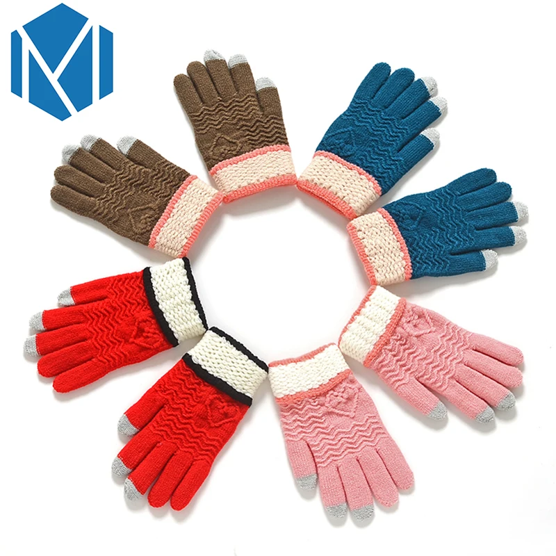 Мягкие теплые тянущиеся вязаные перчатки для экранов женские/мужские варежки