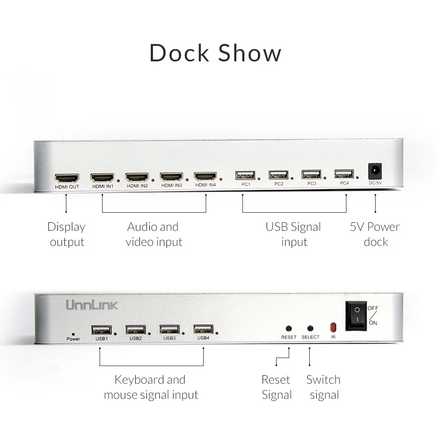 Unnlink HDMI 2 0 4X1 KVM коммутатор 4 порты и разъёмы USB Switcher HDCP2.2 HDR 4K @ 60 Гц с ИК дистанционное