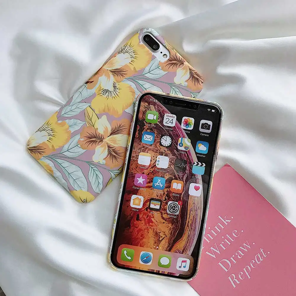 Чехол для телефона с желтыми цветами iphone 8 7 6 6s Plus модные жесткие пластиковые