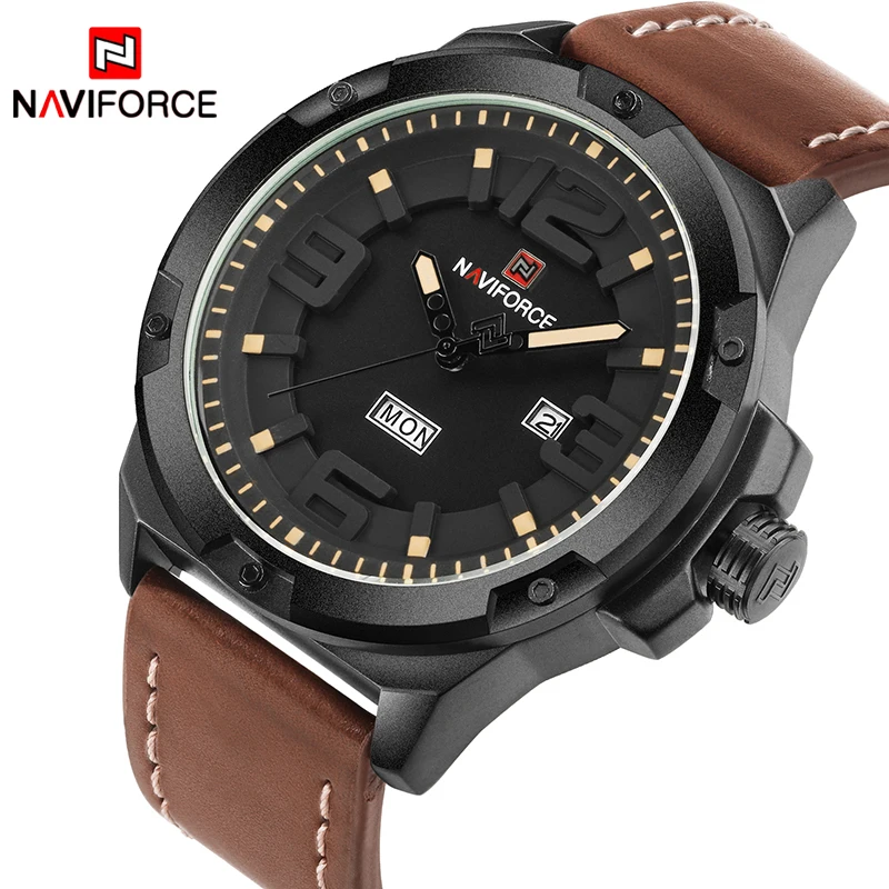 Naviorce новый модный бренд Для мужчин Спорт Часы кварцевые Дата Неделя часы человек