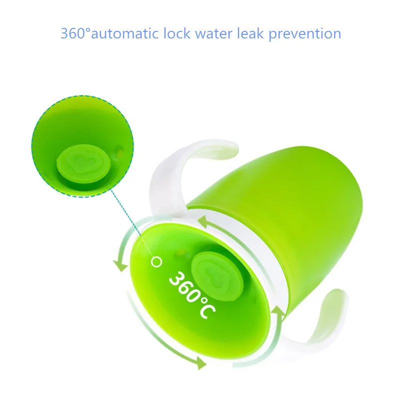 Baby Sip Cup Kids Drinking Training Spill Proof 360 Degrees Rotated Double Handle Leakproof Toddler Water Bottle BPA Free | Мать и