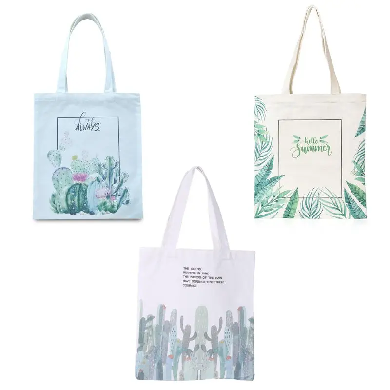 Cactus Canvas Tote Bag Shoulder Bag Reusable Shopping Bag Handbags