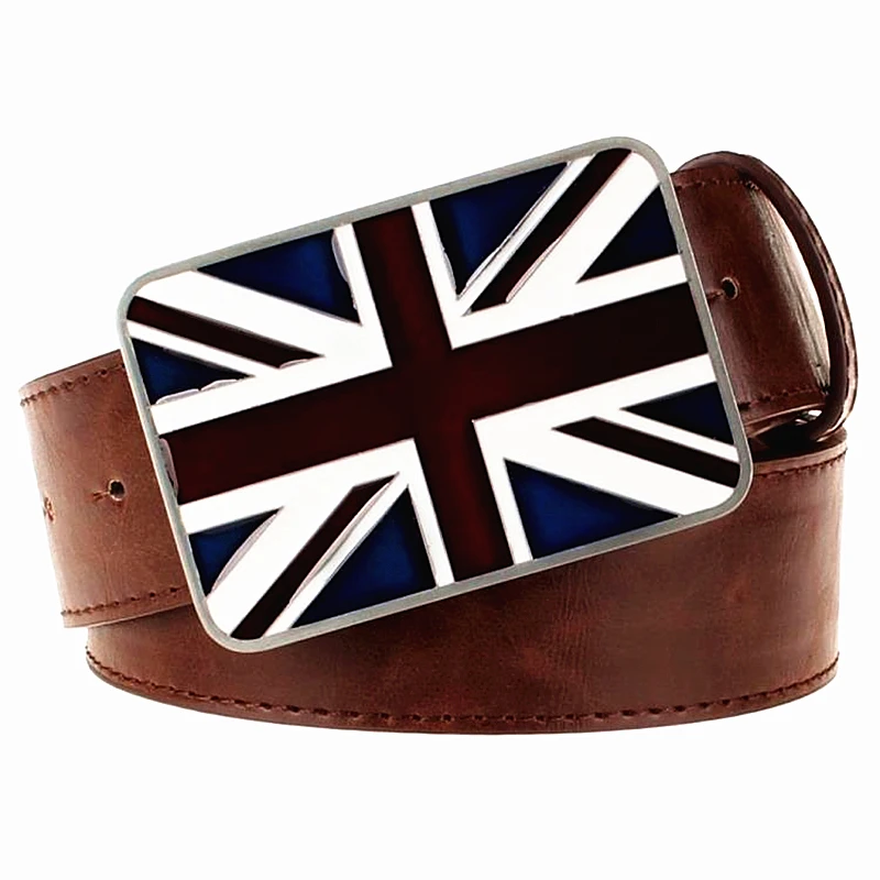 

Fashion men's Belt leather British national flag belt Metal UK flags belt Union Jack Gift for Men women' leather belts