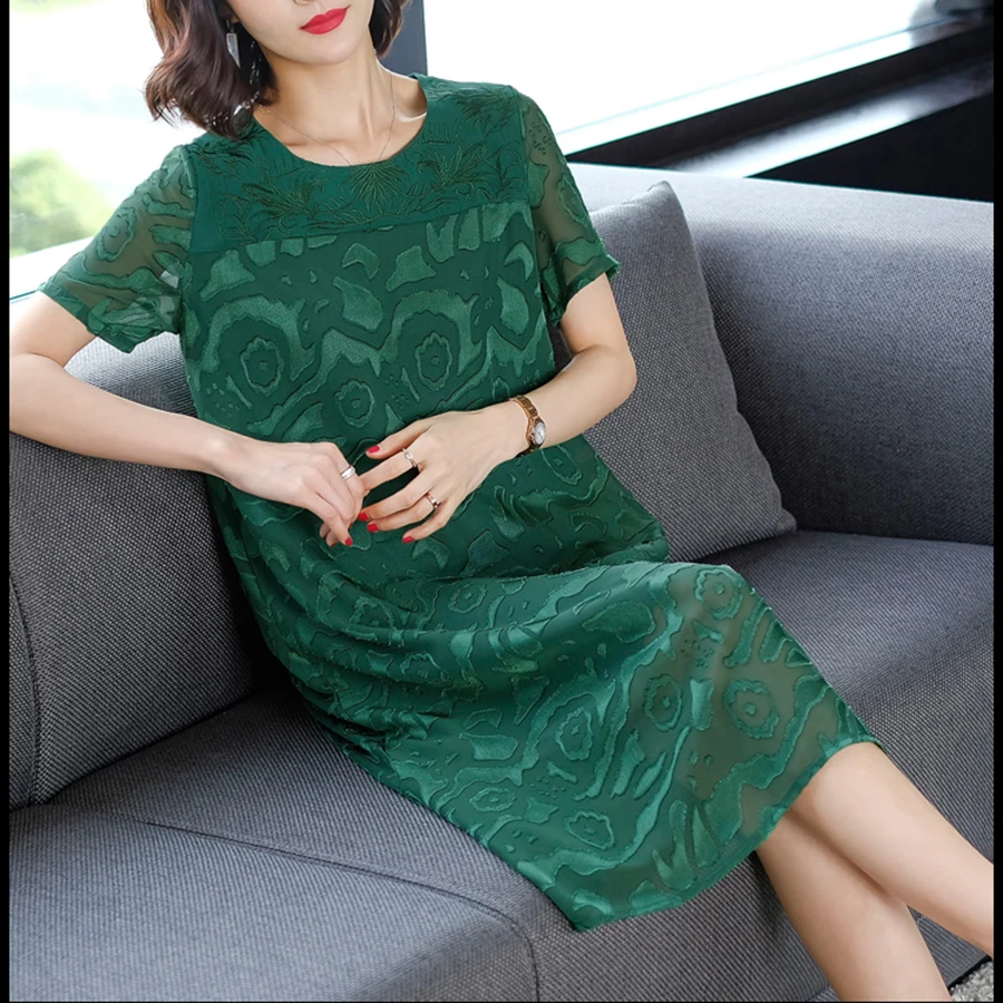 Новинка 2019 винтажные шелковые платья размера плюс свободные миди летние