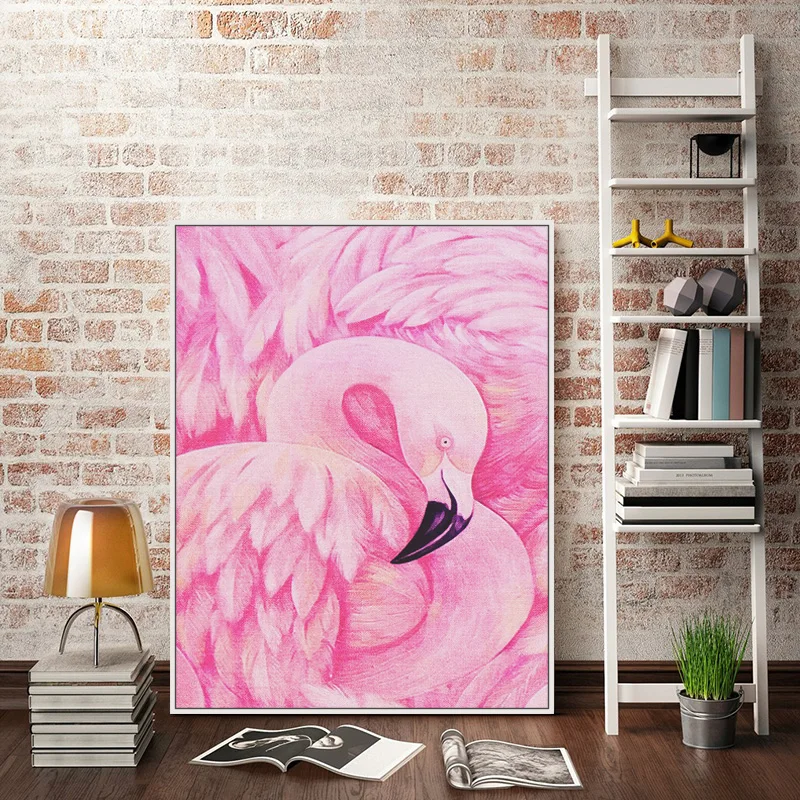 Постер в скандинавском стиле с изображением фламинго животных печать на холсте