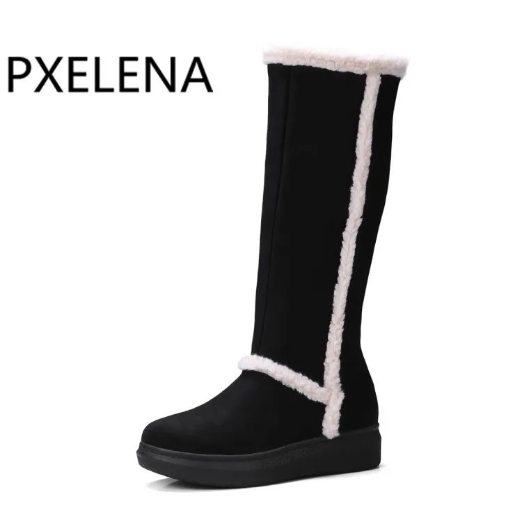 Теплые зимние сапоги PXELENA женские теплые с мехом внутри на толстой платформе до