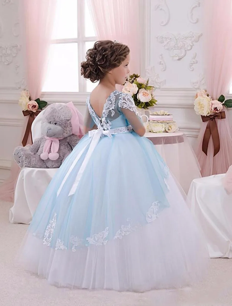 New Kids Pageant Evening Gowns 2018 Crystals Lace Ball Gown Flower Girl Dresses For Weddings First Communion Girls | Детская одежда и