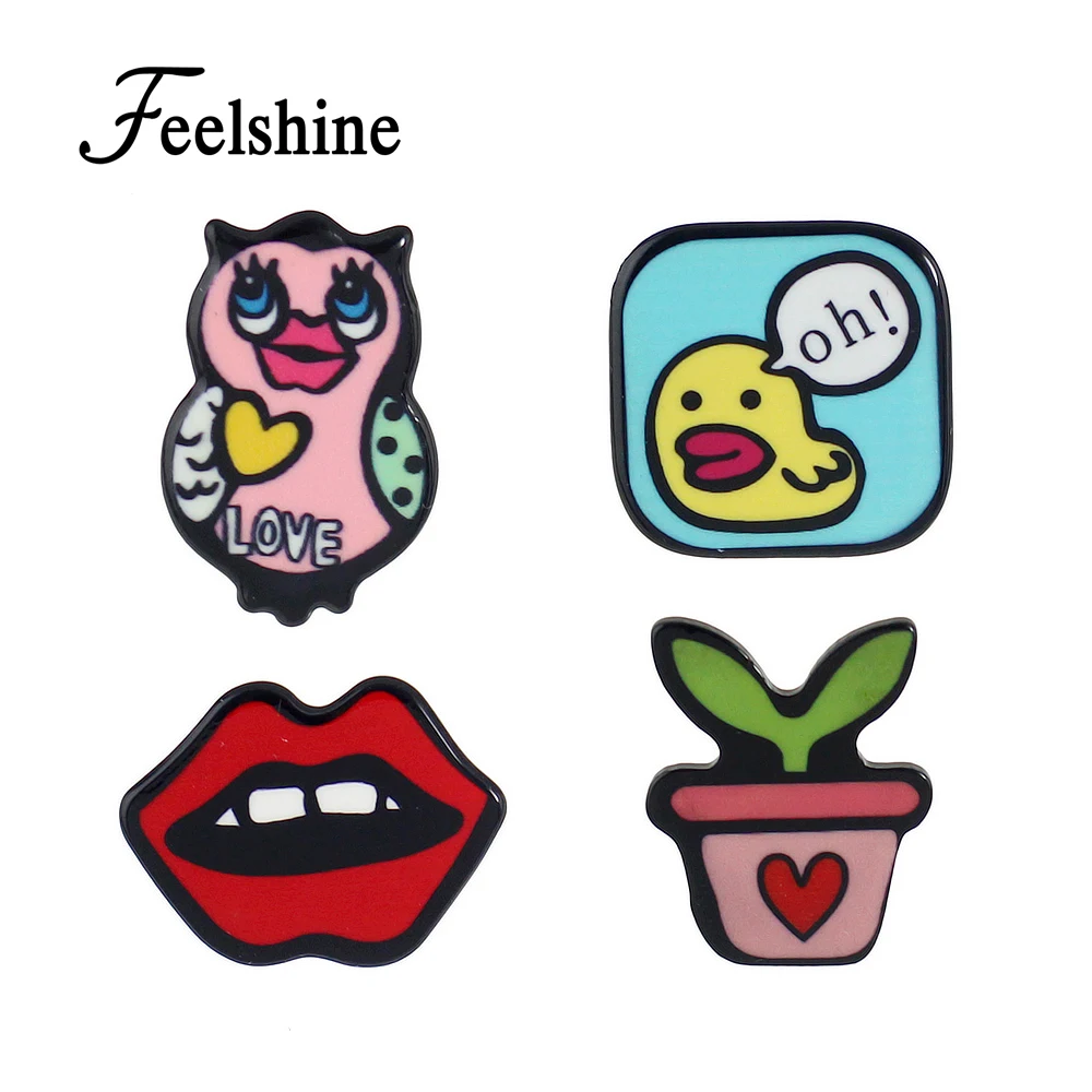 Feelshine 4 шт./компл. ювелирные изделия прекрасный Брош разноцветной эмалью сова утка