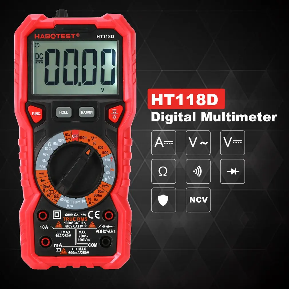 Цифровой мультиметр HT118A HT118C HT118D зуммер с подсветкой переменный ток амперметр