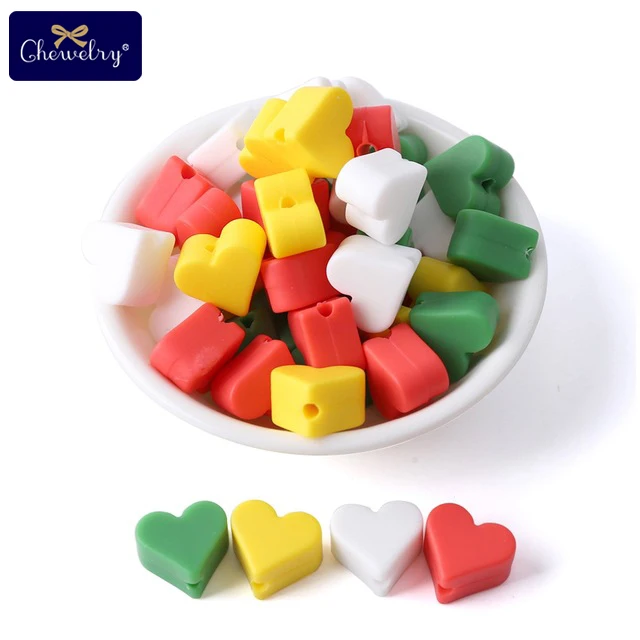 Christmas Heart CHEWELRY силиконовая бусина 40 шт. детский силиконовый Прорезыватель в форме сердца пищевой детский Кулон Жемчужный силиконовый маленький стержень детские товары игрушка - Цвет: Christmas Heart