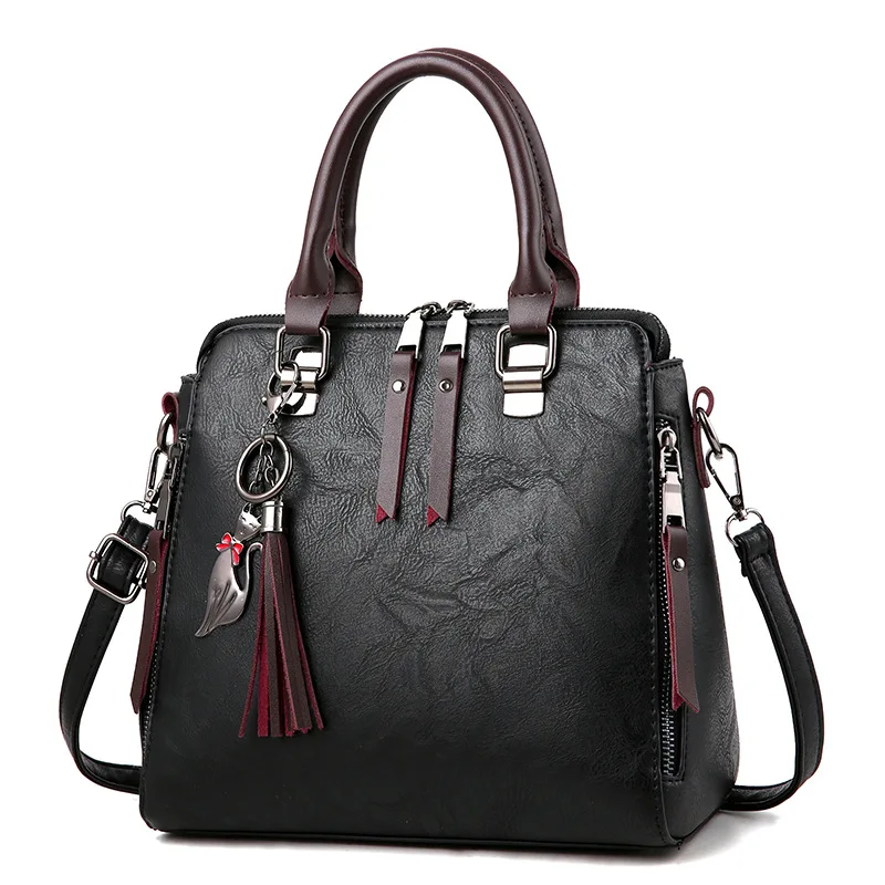 

Fashion Tassel Women Shoulder Bag Rivet Zipper Crossbody Bags for Women 2021 Large Capacity Casual Leather Handbag bolsos mujer