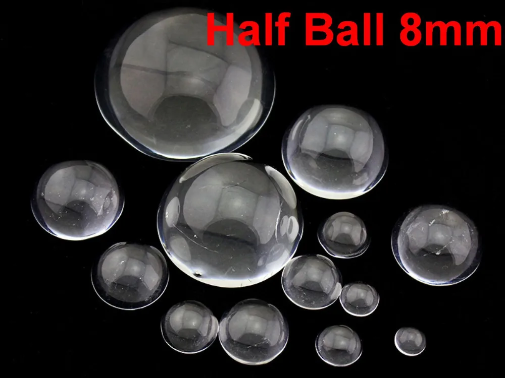 

100 Transparent Flatback Glass Half Sphere Ball Cabochon 8mm