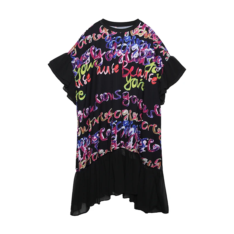 Женское плиссированное платье XITAO винтажное с круглым вырезом и рюшами свободное