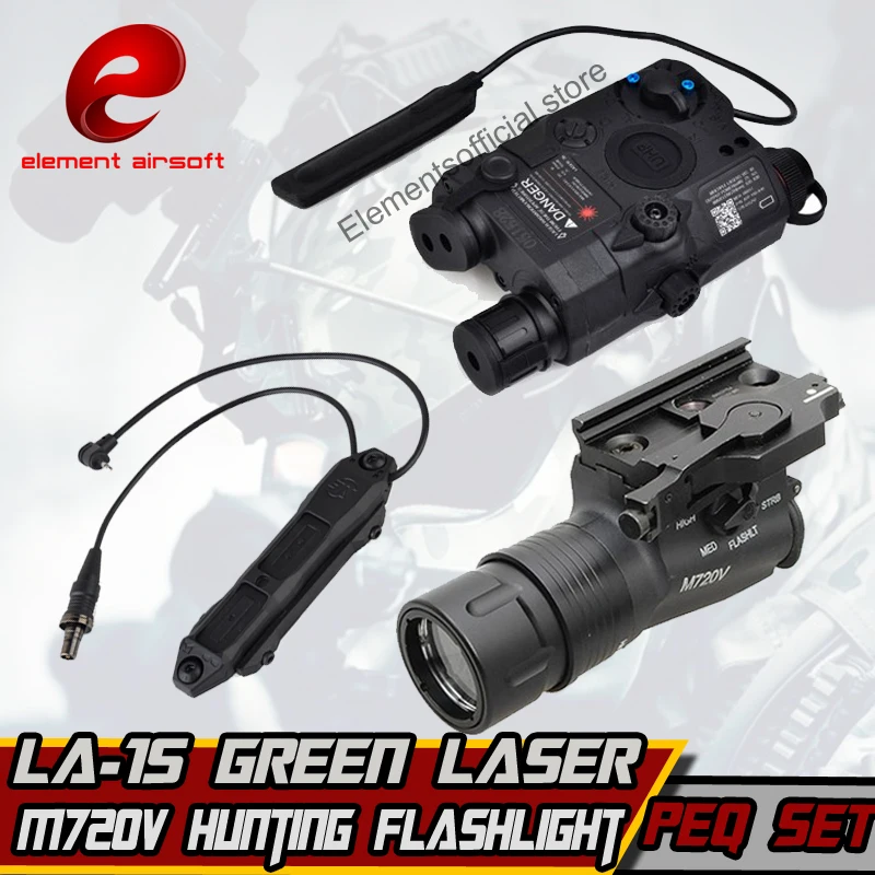 

Element M720V Hunting Flashlight LA-15 Green Laser PEQ Augmented Pressure Mount Double Control Switch tactical Weapon Lights