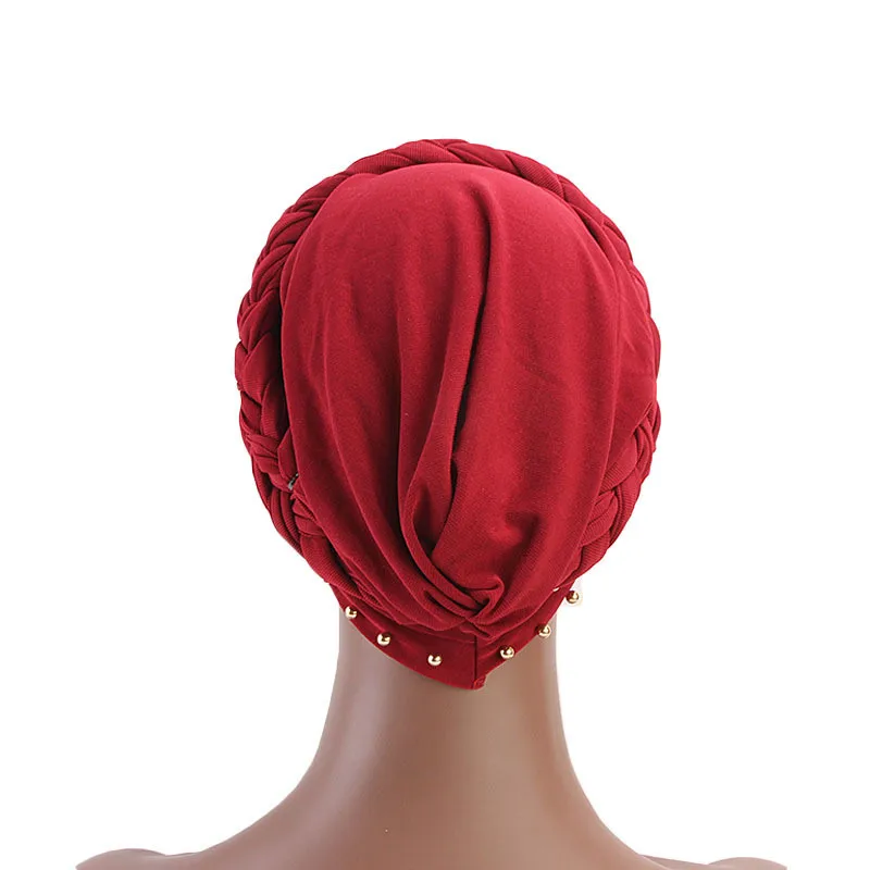 Мусульманский женский тюрбан с двойными перекрещивающимися бусинами головной