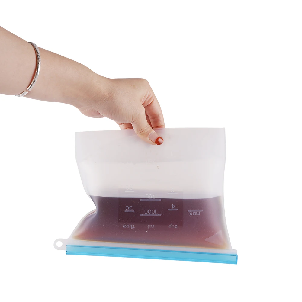 

1000ml/1500ml Food Grade Vacuum Silicone Storage Bag Food Packaging Ziplock Seal Bags Reusable Home Kitchen Accessories 4pcs