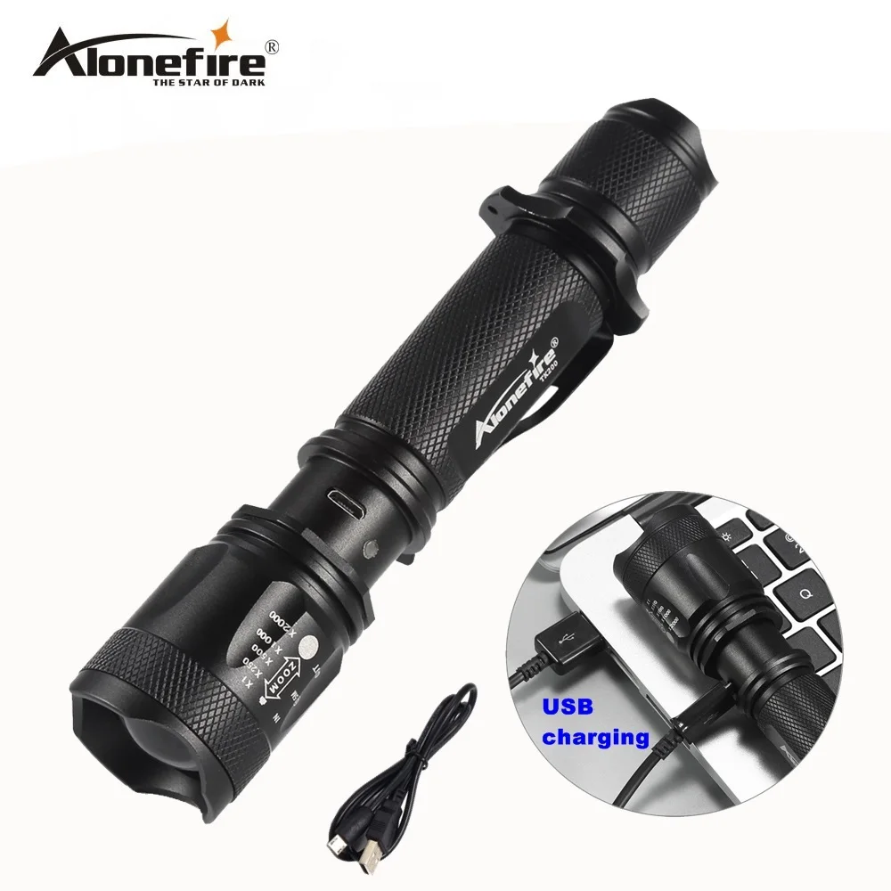 AloneFire TK200 мощный светодиодный светильник-вспышка xml L2 с подзарядкой от usb, тактический фонарь, светильник-вспышка для альпинизма