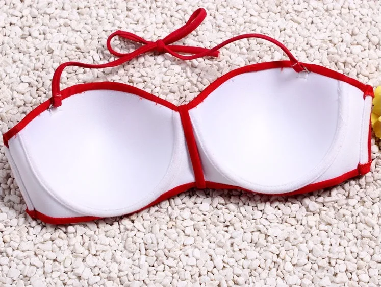 Бикини Новый сексуальный женский красный бикини купальник украшенный цепочками