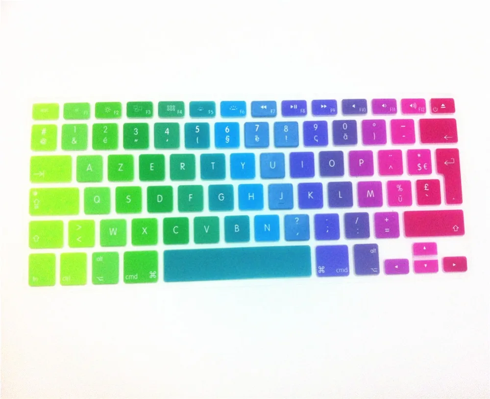 10X Dazzle Rainbow French AZERTY UK/EU силиконовый чехол для клавиатуры защитная пленка MacBook Pro air с