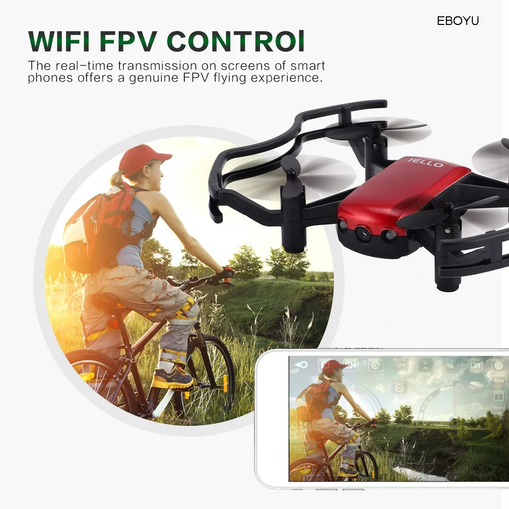 EBOYU F21W F21G Florld IELLO 720P Мини WiFi FPV Радиоуправляемый Дрон, удерживающий высоту, селфи-Дрон с управлением с приложением, Радиоуправляемый квадрокоптер, Дрон RTF