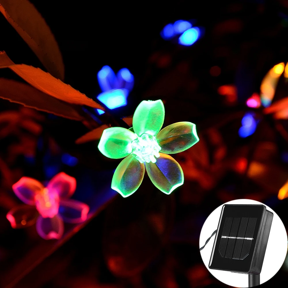 OSIDEN 7M/5M Solar String Christmas Lights Outdoor 50LED 8Mode Waterproof Flower Garden Blossom Lighting Party Home Decoration