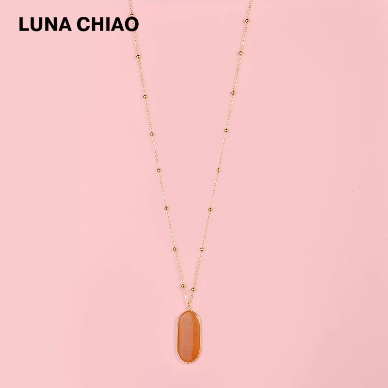 LUNA CHIAO модная длинная куперная цепочка полудрагоценные подвески и ожерелья