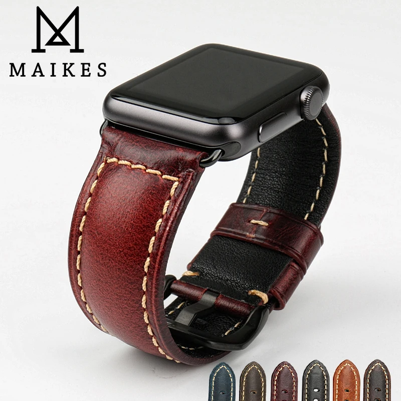 MAIKES итальянский ремешок для часов из коровьей кожи винтажные ремешки для наручных часов для apple watch 42 мм 38 мм серия 3 2 1 iwatch 4 ремешок 44 мм 40 мм