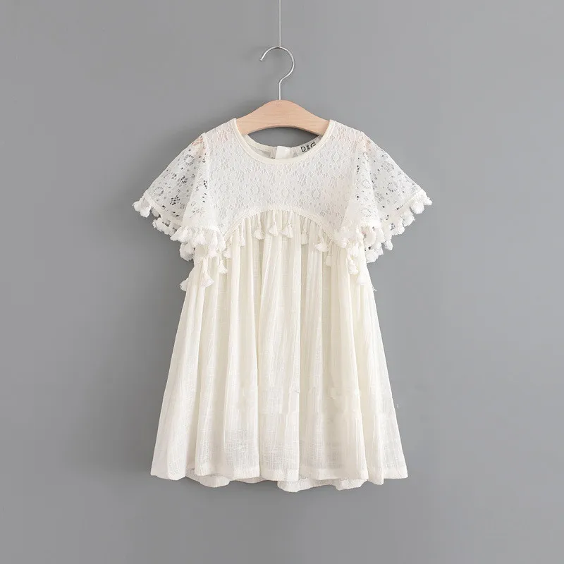 Женское кружевное ажурное платье everweek новинка 2017 белое летнее для девочек