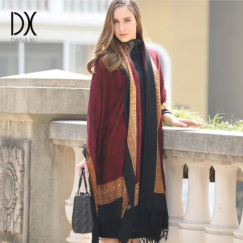 Женский шарф одеяло теплый толстый кашемировый из пашмины европейский стиль