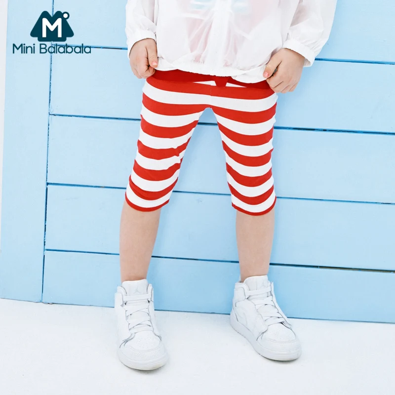 Мини-леггинсы balabalaGirls 2019 летние новые детские полосатые тонкие защитные штаны |