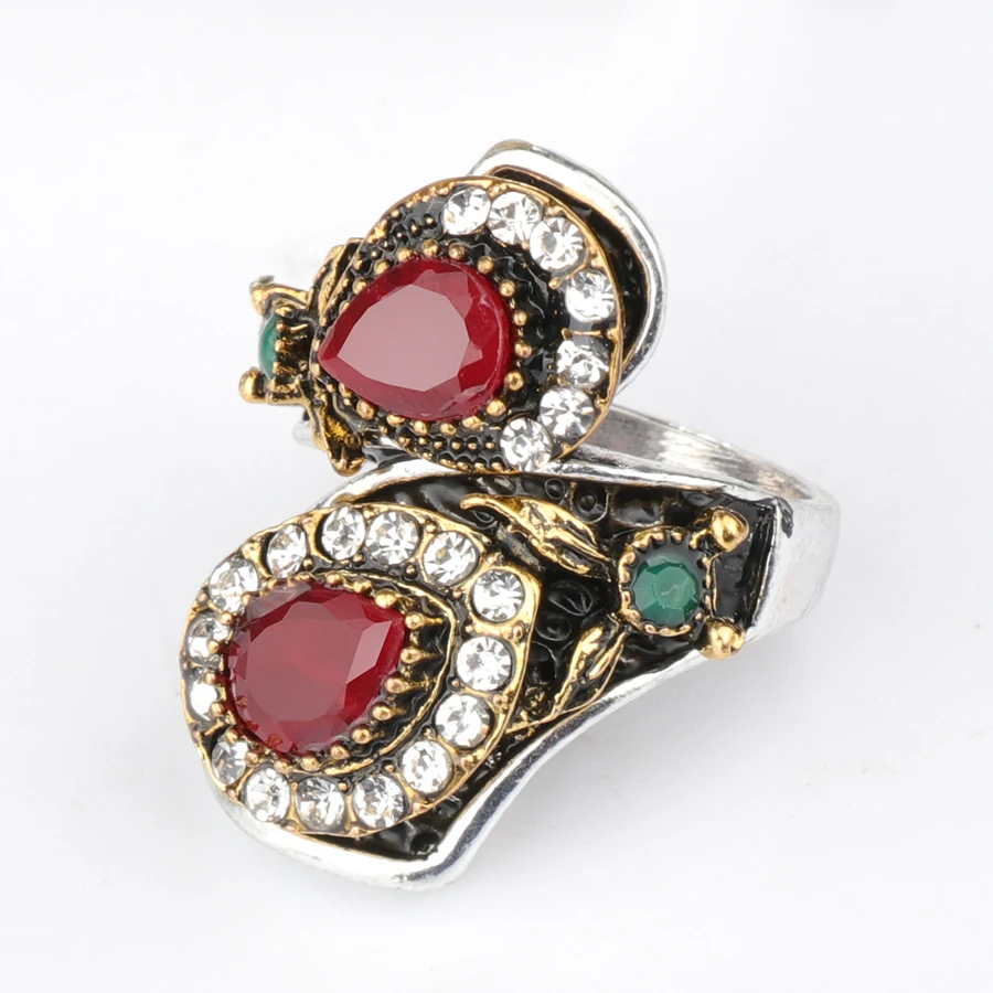 Винтажное синее кольцо Kinel для женщин античное золото модные обручальные кольца