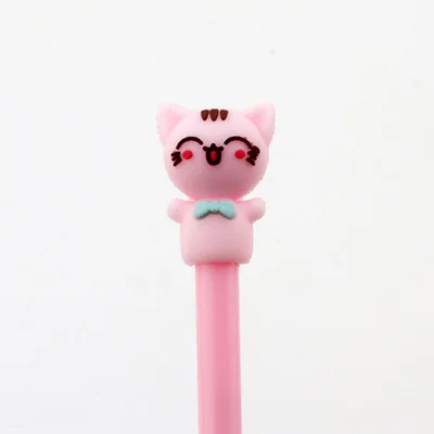 Розовый 1 шт. Kawaii креативный 3D Кот черные чернила гелевая ручка милый котенок мультфильм серый/фиолетовый/белый/розовый гелевая ручка канцелярские принадлежности для школы/офиса - Цвет: Розовый