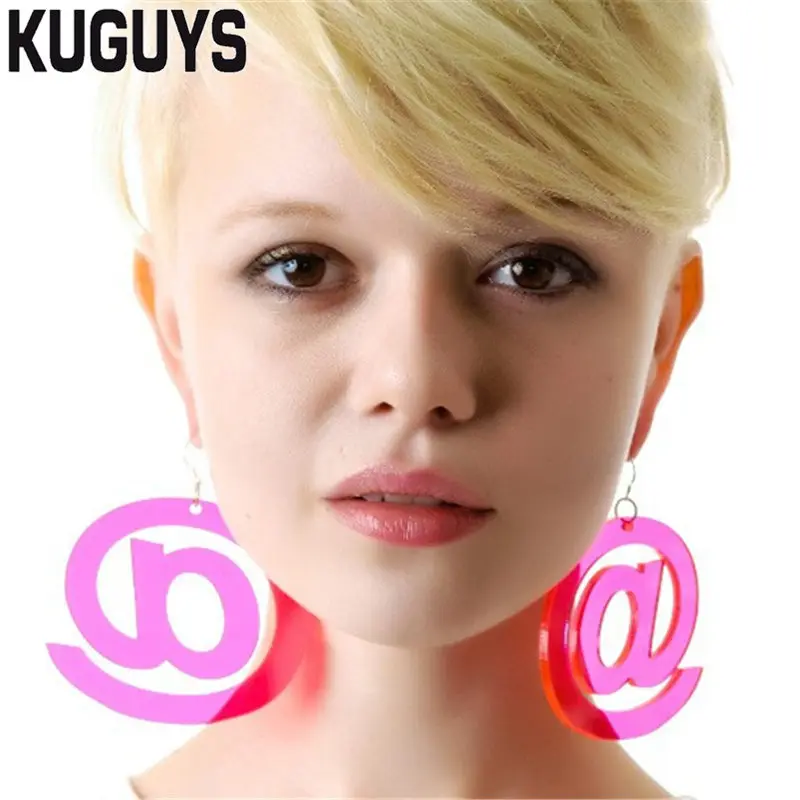 KUGUYS большие висячие серьги неоновые зеленые ярко-розовые круглые женские модные
