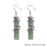 fashion 925 natural stone crystal chinese dragon national earrings for women jewelry