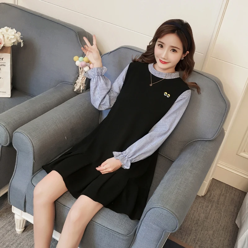 2019 New Arrive Spring Maternity Dress Woman Casual Straight Large Size Pregnant Clothing MD-00496 | Мать и ребенок