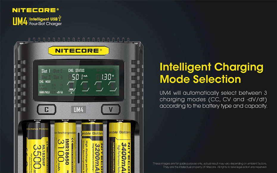 NITECORE UM4 многофункциональная четырехслотовая Быстрая зарядка с зарядным устройством USB для активации ремонта