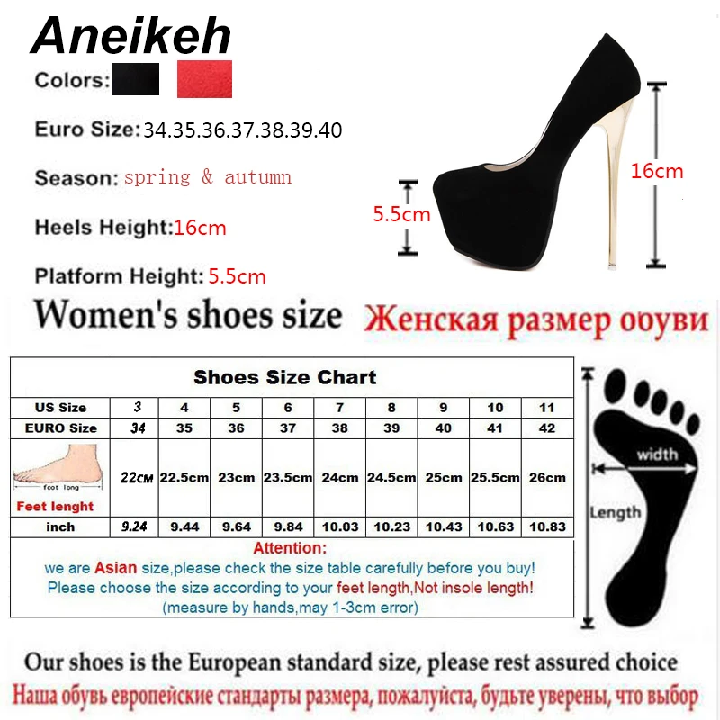 Женские свадебные туфли лодочки Aneikeh из флока на высоком каблуке 16 см большие