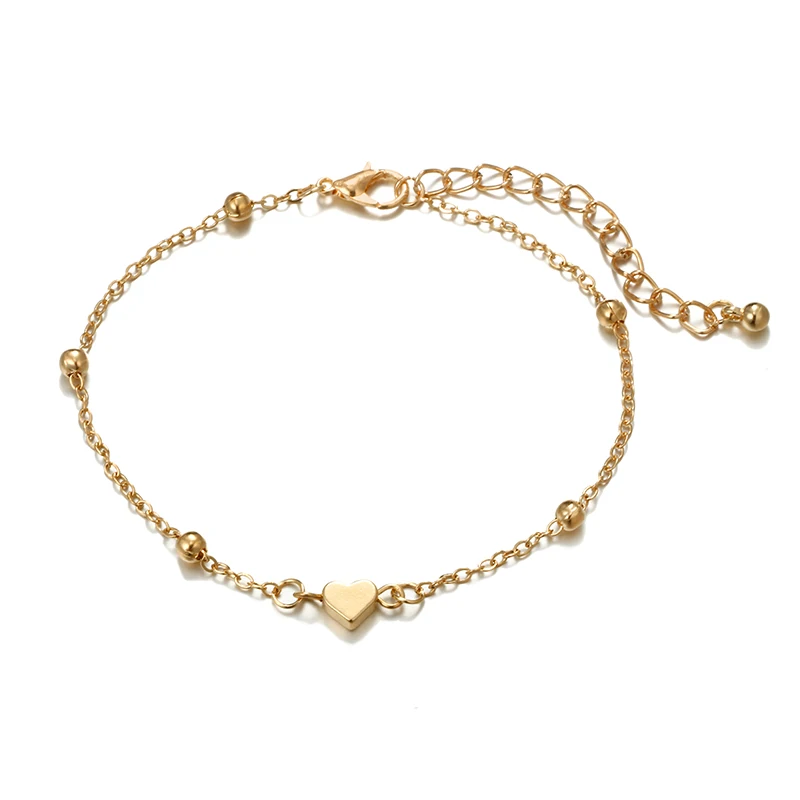Женские многослойные ножные браслеты Tocona Boho золотистого цвета в форме сердца